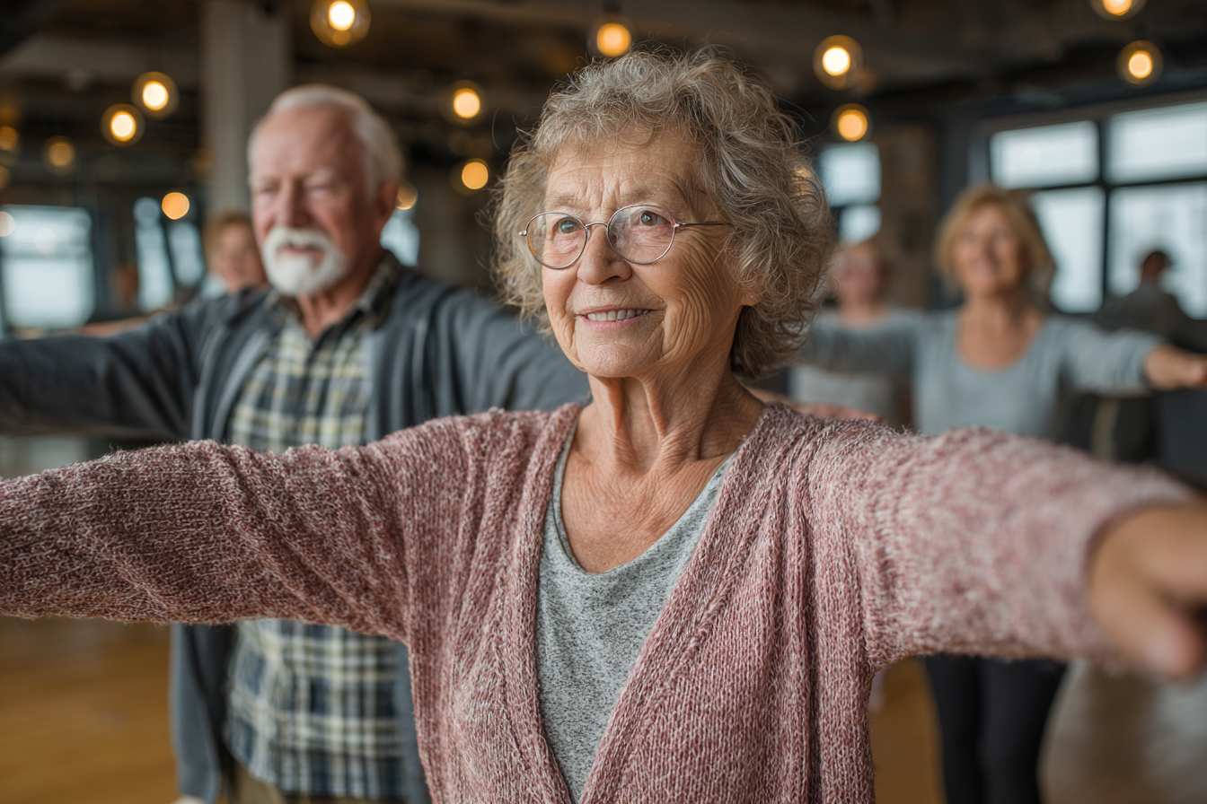 Активні люди 55+ займаються фізичними вправами